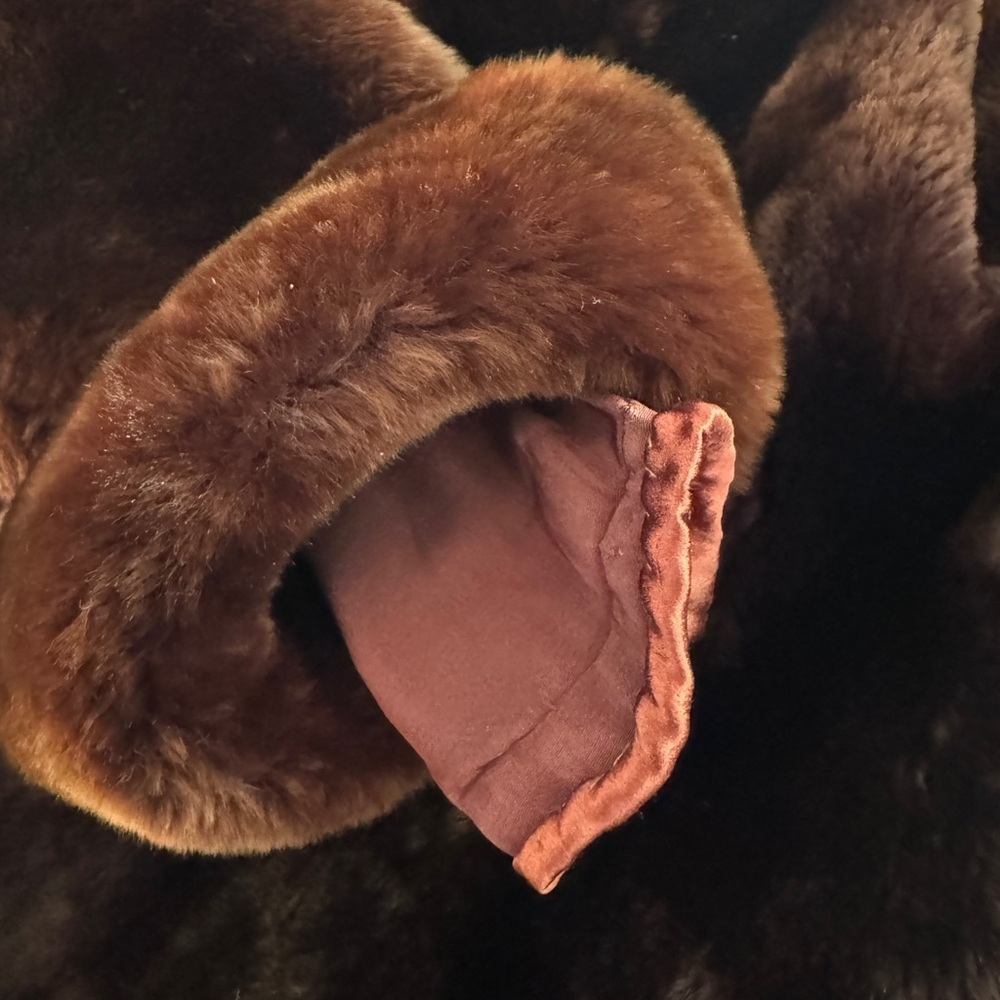 Vintage 1940s–50s Beaver Fur Coat Brown Satin Lined Medium Make Offers - Picture 8 of 11